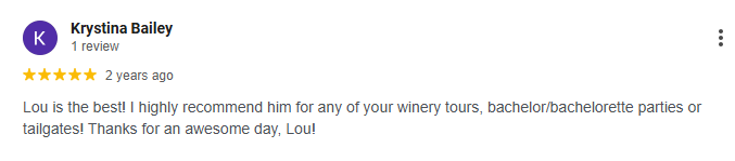 5 Star Google Review for Louie's Shuttle Bus